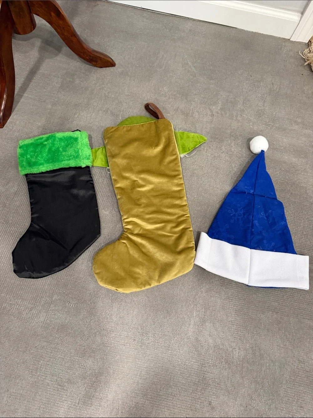 Star Wars Yoda and Darth Vader Christmas Stockings and Santa Hat - Green & Blue